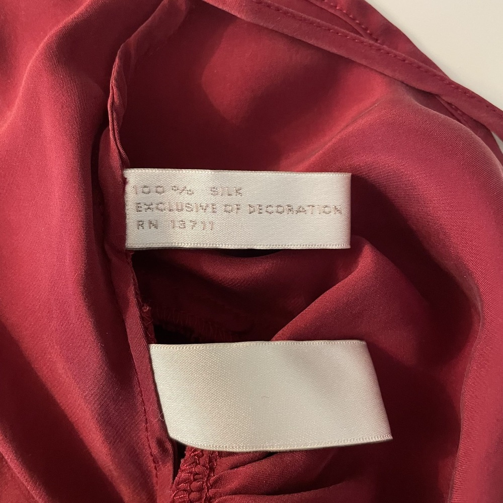 VTG 100% Silk Babydoll Slip Dress Wine Size L Tie Back Burnout Velvet Romantic - Picture 9 of 11